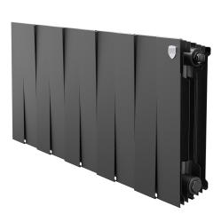 Радиатор отопления Royal Thermo PianoForte 300 Noir Sable (10 секций) биметаллический, боковое подключение, для квартиры, дома, водяные, мощность 1230 Вт, настенный, батарея, черный графит