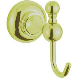 Крючок одинарный Cezares APHRODITE, настенный, металл, форма округлая, для полотенец в ванную/туалет/душевую кабину, цвет: золото 24 карат