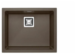 Мойка кухонная ALVEUS QUADRIX 50 GRANITAL CHOCOLATE-G03M 56х46х20 см, врезная/встраиваемая снизу/вровень со столешницей, искусственный гранит, прямоугольная, цвет шоколад, без отверстия под смеситель
