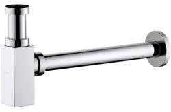 Сифон для раковины Aquatek AQ6013CR бутылочный/квадратный, без выпуска, 1 1/4" горизонтальный/боковой выпуск (в стену), латунь/нержавеющая сталь, цвет хром, для раковины/умывальника