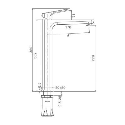 Смеситель для раковины/умывальника Raglo R51.15.09 однорычажный, высокий, неповоротный, фиксированный, излив длина 178 мм высота 278 мм латунь, цвет графит