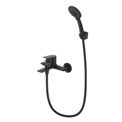 Смеситель для ванны/душа Milardo Azure настенный, однорычажный, неповоротный, излив 117,5 мм, керамический, латунь, цвет черный матовый AZUBL00M02