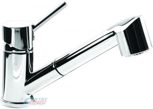 Смеситель для кухни/мойки Alveus Cleo-PS однорычажный, вытяжной, с гибким изливом/лейкой/шлангом, поворотный, керамический, с изливом, длина 211 мм, поворотный, латунь, цвет хром