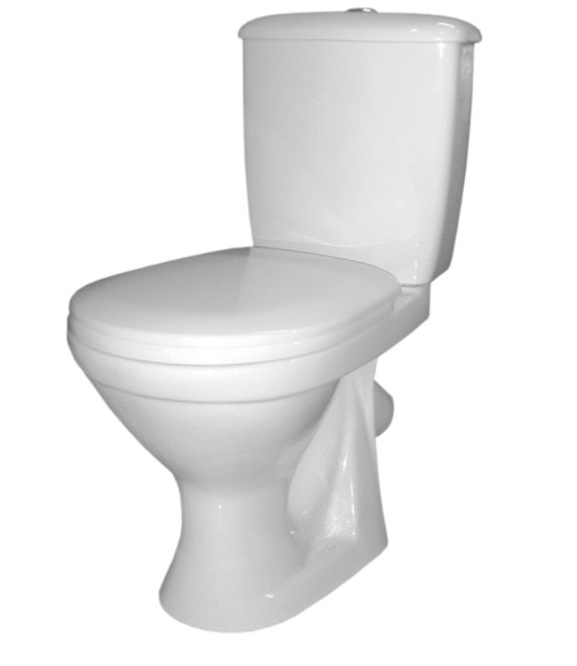 Унитаз компакт Оскольская керамика Суперкомпакт Стандарт, БЕЛЫЙ, косой (под углом) выпуск, напольный, с крышкой (сиденье) ДЮРОПЛАСТ, нижняя подводка воды