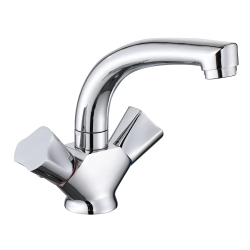 Смеситель для раковины/умывальника VIEIR двухвентильный, поворотный, длина излива 130 мм, латунь, цвет хром