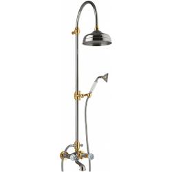 Душевая система Webert Karenina, высота 154 см, цвет хром/золото, комплект: тропический душ/стойка/лейка/шланг, со смесителем/изливом
