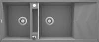 Мойка кухонная Deante Magnetic, 116х50 см, две чаши, врезная, гранит, прямоугольная, цвет металлический серый, с отверстием под смеситель, с крылом, оборачиваемая, слив-перелив, врезная в столещницу