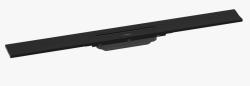 Решетка Hansgrohe RainDrain Flex 80, для пристенного монтажа, для душевого трапа, укорачиваемая, 80х7,6 см, цвет матовый черный, для душа в пол, нержавеющая сталь, прямоугольная