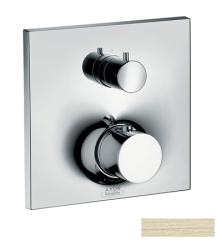 Смеситель для душа Axor Massaud, с запорным/переключающим вентилем, термостатический, скрытого монтажа, настенный, без излива/шланга/лейки, квадратный, латунный, цвет шлифованный никель, с термостатом, встроенный/встраиваемый/термостатный