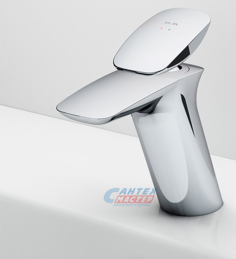Смеситель для раковины Am.Pm Spirit V2.0 однорычажный, излив длинный, длина 166 мм, керамический, латунь, цвет хром, с донным клапаном