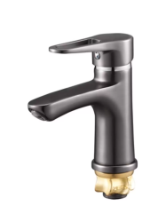 Смеситель для раковины G-lauf однорычажный, излив короткий, длина 113 мм, керамический, цинк, цвет графит, без донного клапана NUD1-A045MG