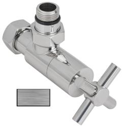 Вентиль Сунержа угловой крест G 1/2" НР х G 3/4", цвет шлифованная сталь