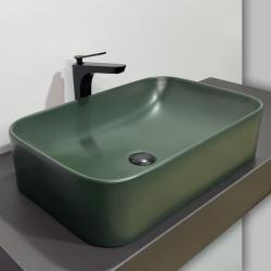 Раковина/умывальник Comforty, 61х38 см, накладная, прямоугольная, санфарфор, цвет темно-зеленый матовый, без отверстия под смеситель, без слив-перелива, умывальник