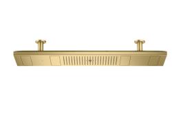 Верхний душ AXOR ShowerSolutions ShowerHeaven 1200/300 4jet, потолочный монтаж, прямоугольный, с 4 режимами, размер 120х30 см, металлический, цвет: шлифованная медь, для душа/ванной, с подсветкой 5000 K