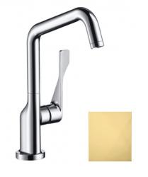 Смеситель для кухни/мойки Axor Citterio 260, однорычажный, керамический, с поворотным изливом, длина 20,4 см, латунь, цвет полированное золото, кухонный