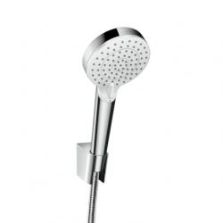 Душевой гарнитур Hansgrohe Crometta Vario EcoSmart Porter, длина 160 см, комплект: ручной душ/шланг для душа/держатель для душа, пластиковый, цвет хром/белый, наружного монтажа, настенный, для душа/ванной
