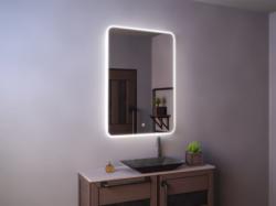 Зеркало Azario Esterna Raggio 60x80 см, с LED/ЛЕД-подсветкой, прямоугольное, выключатель сенсорный, диммер, влагостойкое, для ванны, навесное/подвесное/настенное