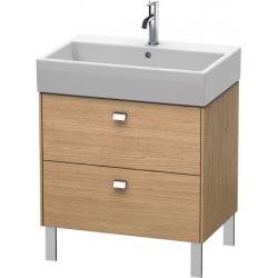Тумба под раковину Duravit Brioso, 68,4х45,9х57 см, напольная, цвет: дуб европейский/хром, 2 выдвижных ящика, ДСП, прямоугольная, левая/правая, в ванную комнату