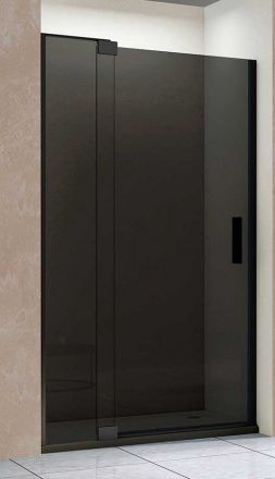 Душевая дверь Vincea Extra  80/90х200 см, тонированное стекло, профиль черный, левое/правое, плоская/в нишу, дверь распашная
