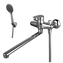 Смеситель для ванны/душа Lemark Pramen, настенный, однорычажный, поворотный, длина излива 350 мм, керамический, латунь, цвет хром