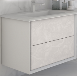Тумба под раковину Cezares Bellagio 70, 70х46х48 см, подвесная, 2 выдвижных ящика, МДФ, цвет: светлый оникс, шкафчик навесной, механизм доводчика, прямоугольная