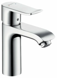 Смеситель для раковины Hansgrohe Metris 110 LowFlow 3,5 л/мин, однорычажный, фиксированный, излив короткий, длина 11,6 см, керамический, латунь, цвет хром, с донным клапаном