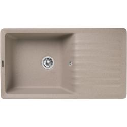 Мойка GranFest QUARZ 73, 85х47,5 см, врезная, кварц, прямоугольная, цвет песочный, без отверстия под смеситель, слив-перелив, с крылом, оборачиваемая, для кухни