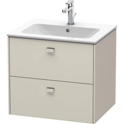 Тумба под раковину Duravit Brioso, 62х46,9х69,3 см, напольная, цвет: серо-коричневый/хром, 2 выдвижных ящика, ДСП, прямоугольная, левая/правая, для раковины D-Code, в ванную комнату
