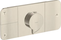 Смеситель для душа Axor One, термостатический, скрытого монтажа, 3 потребителя, настенный, без излива/шланга/лейки, прямоугольный, латунный, цвет шлифованный никель, с термостатом Смеситель для душа Axor One, термостатический, скрытого монтажа, 3 потребителя, настенный, без излива/шланга/лейки, прямоугольный, латунный, цвет шлифованный никель, с термостатом