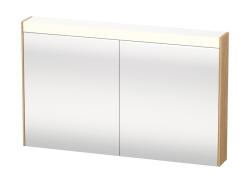 Зеркальный шкаф Duravit Brioso, 122х76х14,8 см, подвесной, цвет: натуральный дуб, зеркало с подсветкой LED/ЛЭД, выключатель/розетка, с 2 распашными дверцами/двухстворчатый, 4 стеклянные полки, прямоугольный