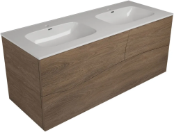 Тумба под раковину Allen Brau Glority 120, подвесная, 1205х465х519 мм 3 выдвижных ящика, цвет дуб антик, прямоугольная, в ванную комнату, стиль модерн