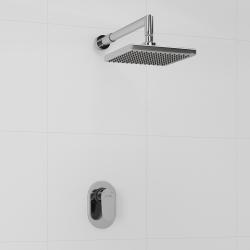 Душевая система WasserKRAFT, встраиваемая, цвет хром, комплект: однорычажный смеситель/тропический душ (с верхней лейкой), скрытого монтажа