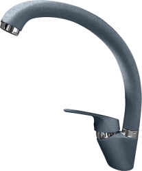 Смеситель для кухни/мойки GranFest, однорычажный, керамический картридж, высокий, с поворотным изливом, длина 200 мм, латунь, цвет графит