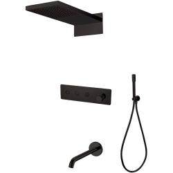 Душевая система Boheme Fusion, встраиваемая, цвет черный, комплект: однорычажный смеситель/излив/тропический душ (с верхней лейкой)/лейка/шланг, встраиваемый (скрытый) монтаж