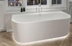 Ванна Riho Desire B2W Glossy, с функцией Riho Fall, LED/ЛЕД-подсветка с размещением под ванной, 180х84 см, акриловая, цвет- белый, (без гидромассажа), овальная, левосторонняя/правосторонняя, левая/правая, пристенная