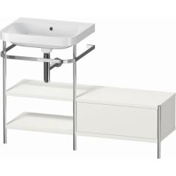 Консоль с раковиной Duravit Happy D.2 Plus c-bonded, 120х49х85 см, напольная, металл/ДСП 1 выдвижной ящик, 2 полки, правая, цвет: скандинавский белый шелковисто-матовый /умывальник, цвет белый, керамика, без отверстия под смеситель