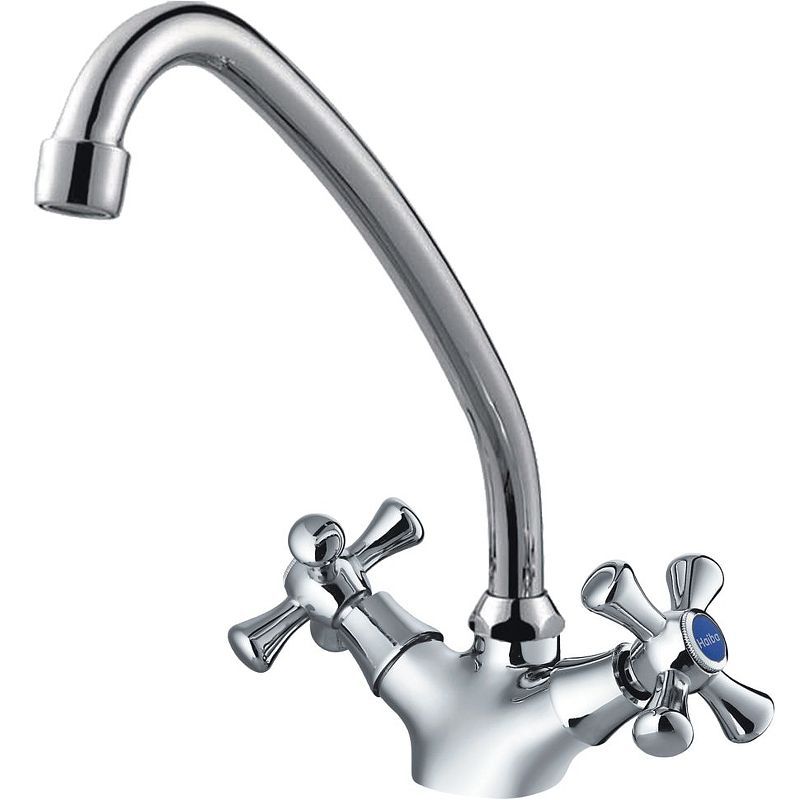 Смеситель для кухни/мойки HAIBA CRON двухвентильный, поворотный, длина 200 мм, силумин, цвет хром