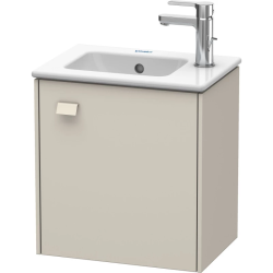 Тумба под раковину Duravit Brioso, 42х28,9х68,3 см, напольная, цвет: серо-коричневый, 1 распашная дверца/одностворчатая, стеклянная полка, ДСП, прямоугольная, правая, в ванную комнату