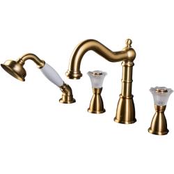 Смеситель для ванны/душа Boheme Camelia, двухвентильный, на борт ванны, керамический, поворотный, длина излива 170 мм, латунь, цвет бронза