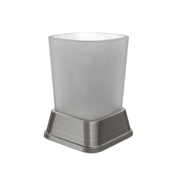Стакан WasserKRAFT Amper, настольный, материал: металл/стекло, форма квадратная, для зубных щеток в ванную/туалет/душевую кабину, цвет никель