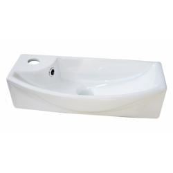 Раковина/умывальник Comforty, 45,5х13х22 см, подвесная, прямоугольная, санфарфор, цвет белый, с отверстием под смеситель слева, слив-перелив, умывальник