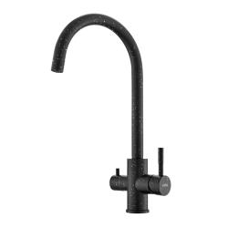 Смеситель для кухни/мойки Esko Granite Black с подключением к фильтру, однорычажный, поворотный, керамический картридж, R-излив длина 210 мм, высота 287 мм черный матовый, нержавеющая сталь
