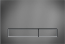 Кнопка смыва KK-POL M08, прямоугольная, цвет: оружейная сталь. пластик, клавиша управления для сливного бачка, инсталляции унитаза, двойная, механическая, панель, универсальная, размер 15х22х1,3 см