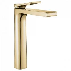 Смеситель для раковины/умывальника REA SOUL однорычажный, неповоротный, высокий, длина излива 140 мм, латунь, цвет золото