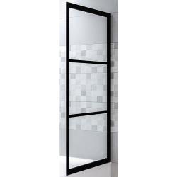 Душевая шторка на ванну Riho Grid GB501, 80х150 см, прозрачное стекло/профиль черный, фиксированная, плоская/панель, правая, правосторонняя, (душевая шторка для ванны)
