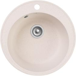 Мойка GranFest QUARZ 08, 47,9х47,9 см, врезная, кварц, круглая, цвет белый, с отверстием под смеситель, слив-перелив, без крыла, для кухни