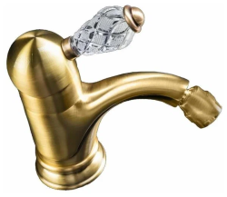 Смеситель для биде Boheme Crystal, однорычажный, неповоротный, керамический, длина излива 125 мм, латунь, цвет бронза