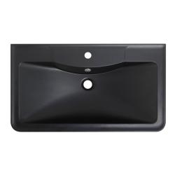 Раковина BelBagno 80, 80х45,5х14,4 см, полувстраиваемая, прямоугольная, цвет черный матовый, из искусственного мрамора, с отверстием под смеситель, слив-перелив, умывальник