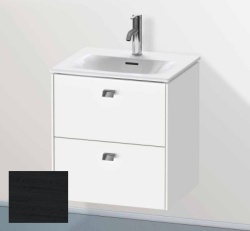 Тумба под раковину Duravit Brioso, 52х41,9х55,3 см, подвесная, 2 выдвижных ящика, ДСП, цвет: дуб черный/хром, шкафчик навесной, механизм доводчика, прямоугольная, правая/левая, в ванную комнату