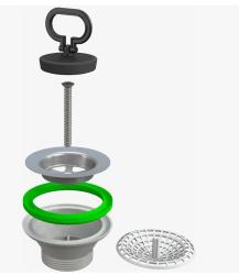 Сливная решетка для кухонных моек Bonomini, фланец D 87 мм, без перелива, цельнометаллический, пробкa с ручкой,  для кухонных моек